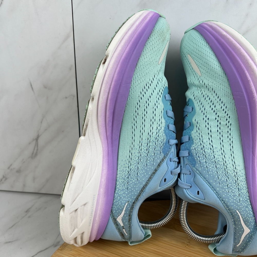 Hoka One Bondi 8 Womens Size 8 D WIDE Airy Blue Ocean Running Shoe 1127954 ABSO - Picture 5 of 13